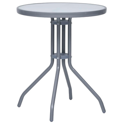 Gartentisch Hellgrau 60 cm Stahl und Glas
