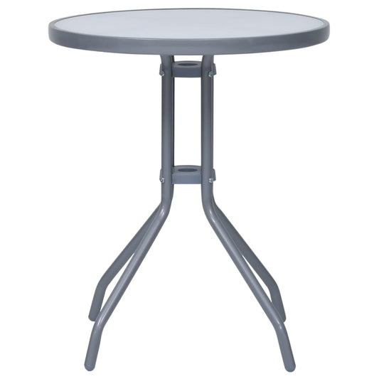 Gartentisch Hellgrau 60 cm Stahl und Glas