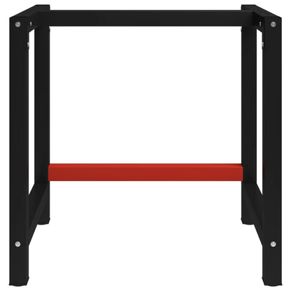 Werkbankgestell Metall 80x57x79 cm Schwarz und Rot