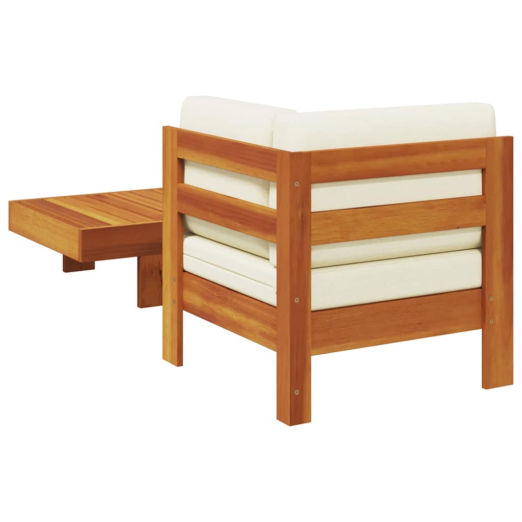2-tlg. Garten-Lounge-Set mit Cremeweißen Kissen Akazienholz