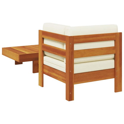 2-tlg. Garten-Lounge-Set mit Cremeweißen Kissen Akazienholz