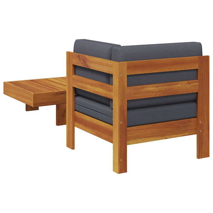 2-tlg. Garten-Lounge-Set mit Dunkelgrauen Kissen Akazienholz