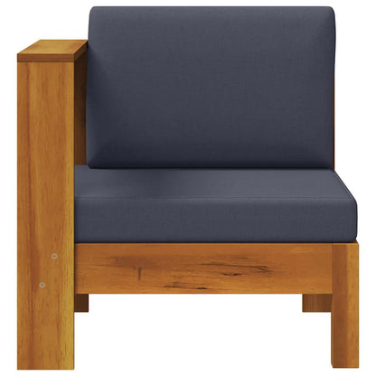 Mittelsofa mit 1 Armlehne Dunkelgrau Massivholz Akazie