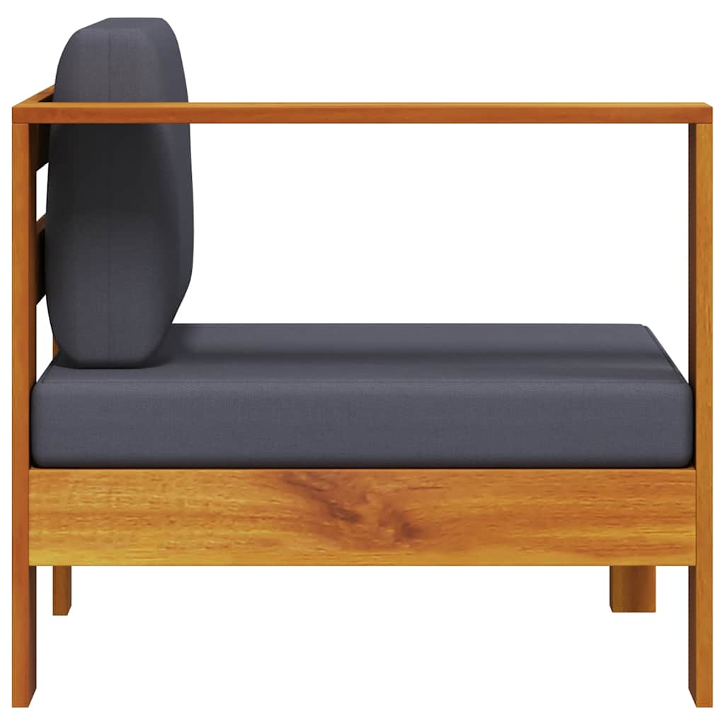 Mittelsofa mit 1 Armlehne Dunkelgrau Massivholz Akazie