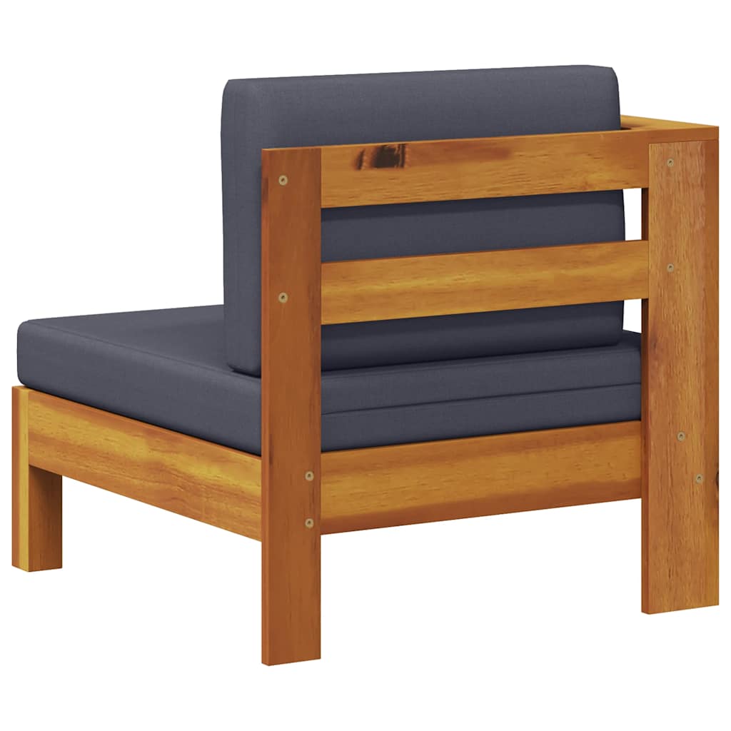 Mittelsofa mit 1 Armlehne Dunkelgrau Massivholz Akazie