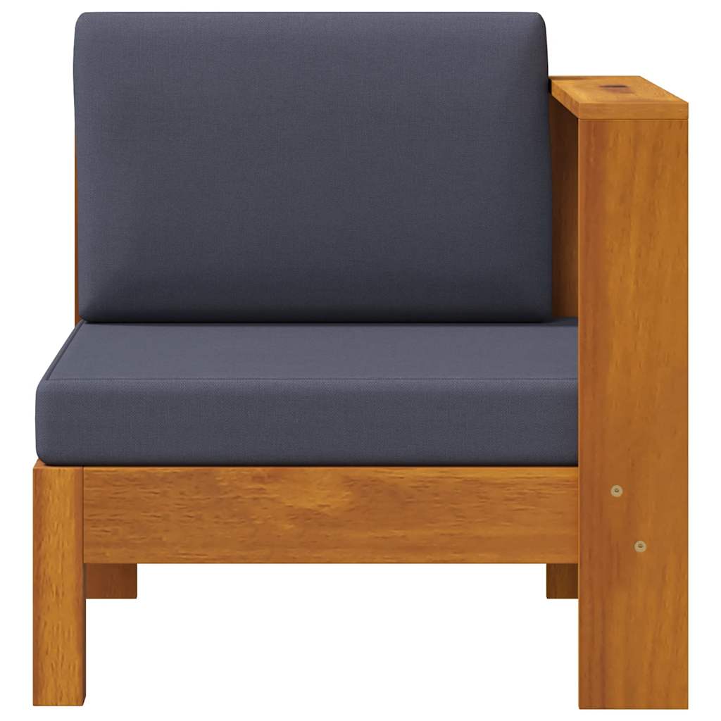 Mittelsofa mit 1 Armlehne Dunkelgrau Massivholz Akazie