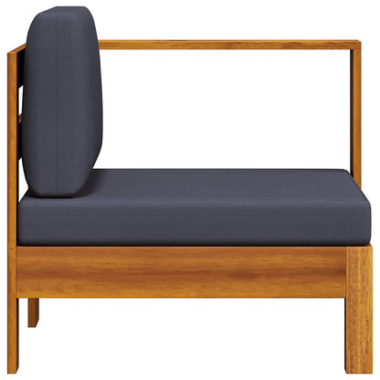 Mittelsofa mit 1 Armlehne Dunkelgrau Massivholz Akazie
