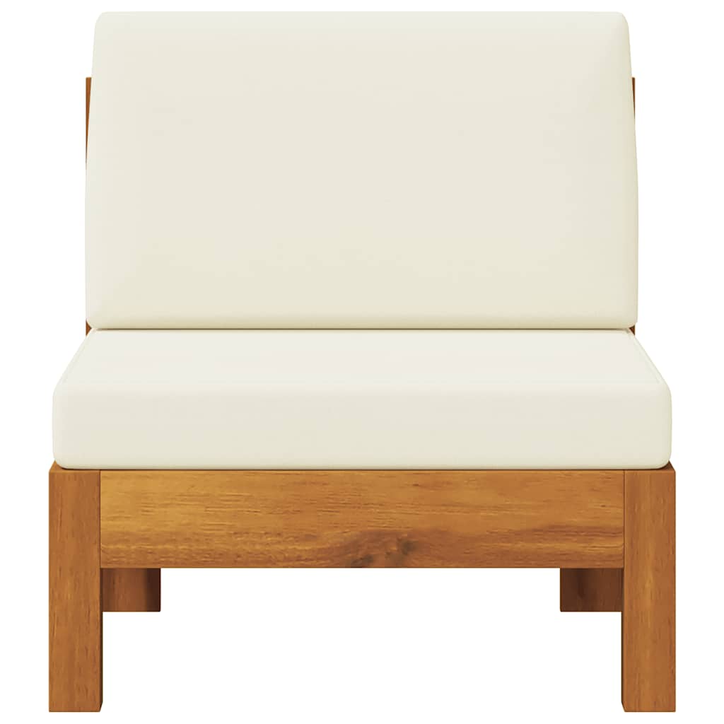 Mittelsofa mit Cremeweißen Kissen Massivholz Akazie