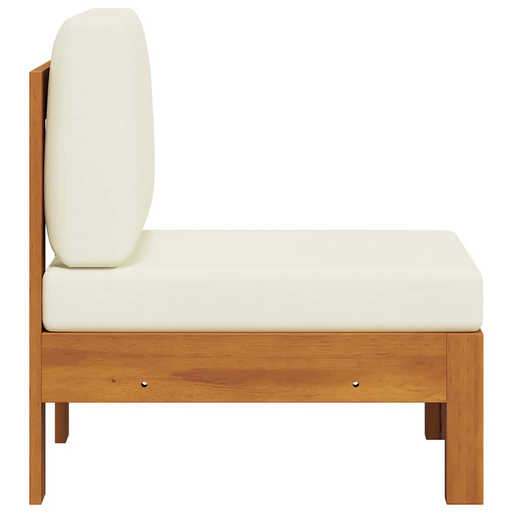 Mittelsofa mit Cremeweißen Kissen Massivholz Akazie