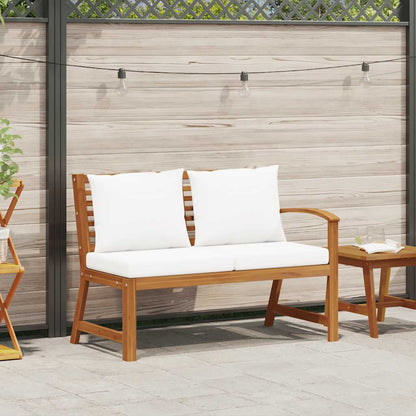 Gartenbank 114,5 cm mit Creme Kissen Massivholz Akazie