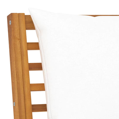 Gartenbank 114,5 cm mit Creme Kissen Massivholz Akazie