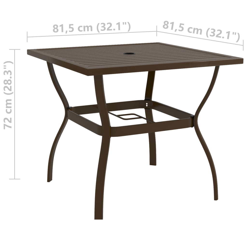 Havebord Brun 81,5x81,5x72 cm Stål