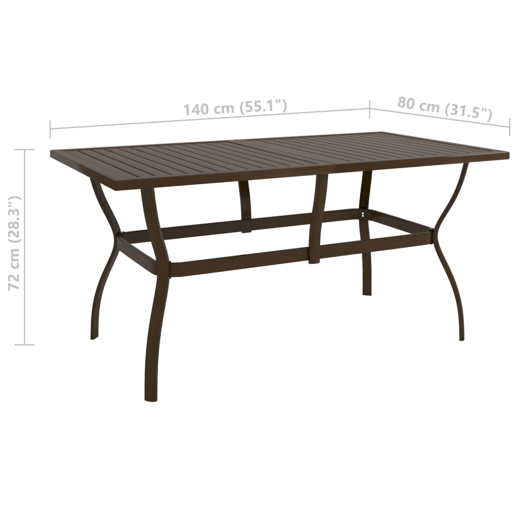 Havebord Brun 140x80x72 cm Stål