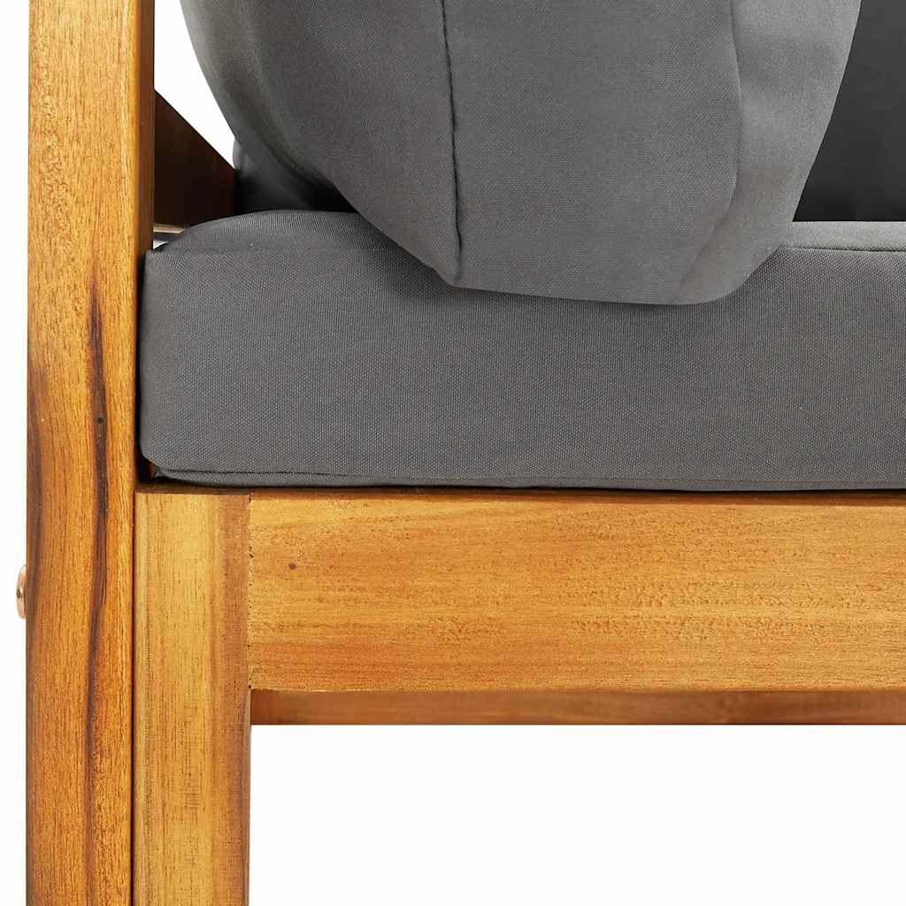 2-tlg. Sofa-Set mit dunkelgrauen Kissen Akazie Massivholz