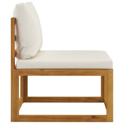 2-tlg. Sofa-Set mit cremeweißen Kissen Akazie Massivholz