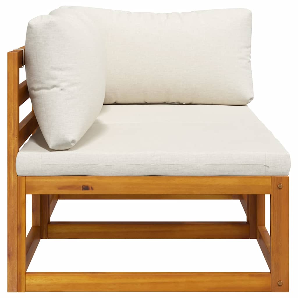 2-tlg. Sofa-Set mit cremeweißen Kissen Akazie Massivholz