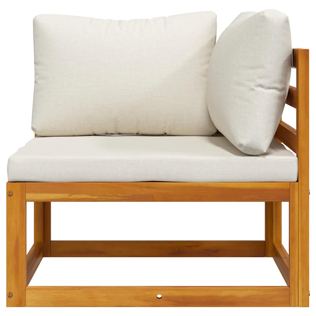 Modular-Ecksofa mit Cremeweißen Kissen Akazie Massivholz