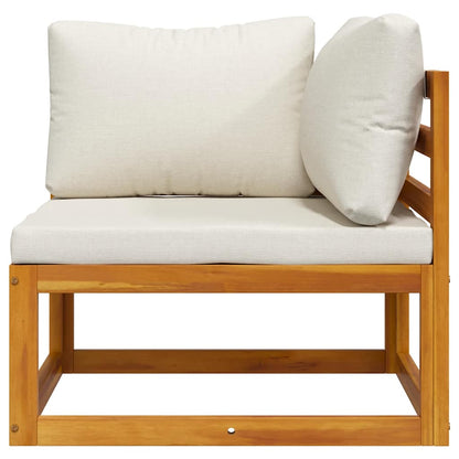Modular-Ecksofa mit Cremeweißen Kissen Akazie Massivholz