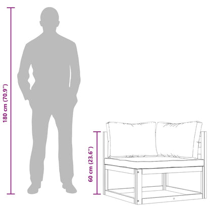 Modular-Ecksofa mit Cremeweißen Kissen Akazie Massivholz