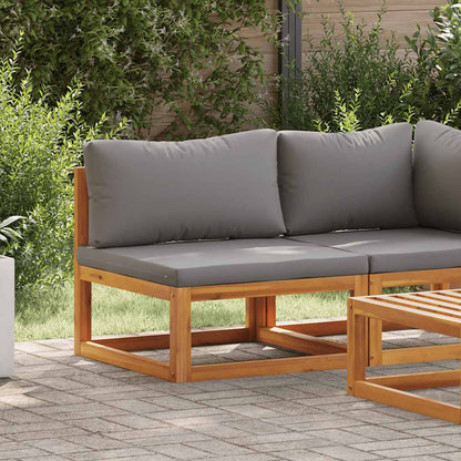 Modular-Mittelsofa mit Dunkelgrauen Kissen Akazie Massivholz
