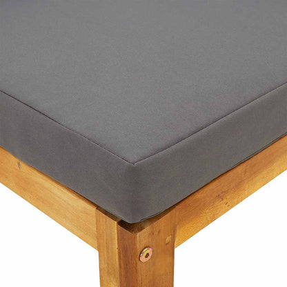 Fußhocker mit Dunkelgrauem Polster Akazie Massivholz