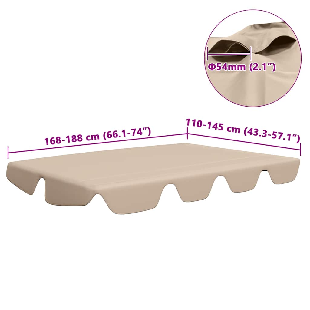 Ersatzdach für Hollywoodschaukel Beige 188/168x145/110 cm