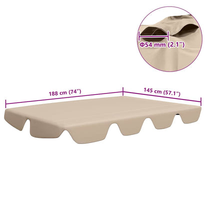 Ersatzdach für Hollywoodschaukel Beige 188/168x145/110 cm