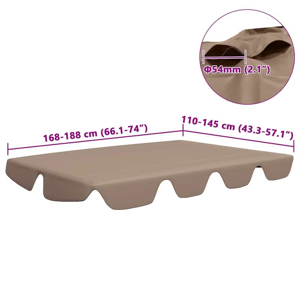 Ersatzdach für Hollywoodschaukel Taupe 188/168x145/110 cm