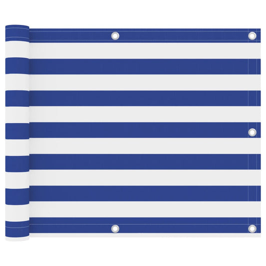 Balkon-Sichtschutz Weiß und Blau 75x300 cm Oxford-Gewebe