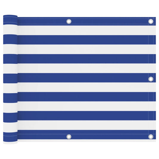 Balkon-Sichtschutz Weiß und Blau 75x400 cm Oxford-Gewebe