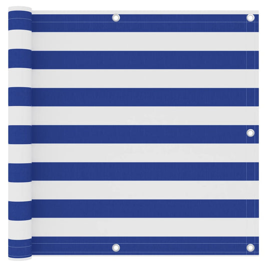 Balkon-Sichtschutz Weiß und Blau 90x300 cm Oxford-Gewebe