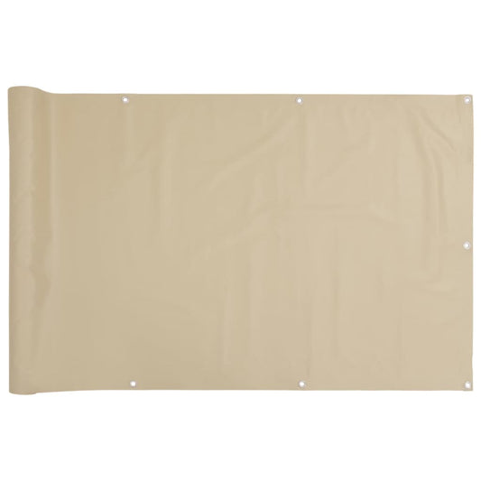 Balkon-Sichtschutz Beige 90x500 cm Oxford-Gewebe
