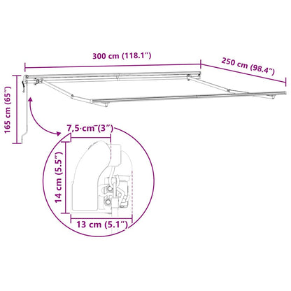 Markise Weiß 3 x 2,5 m Metall