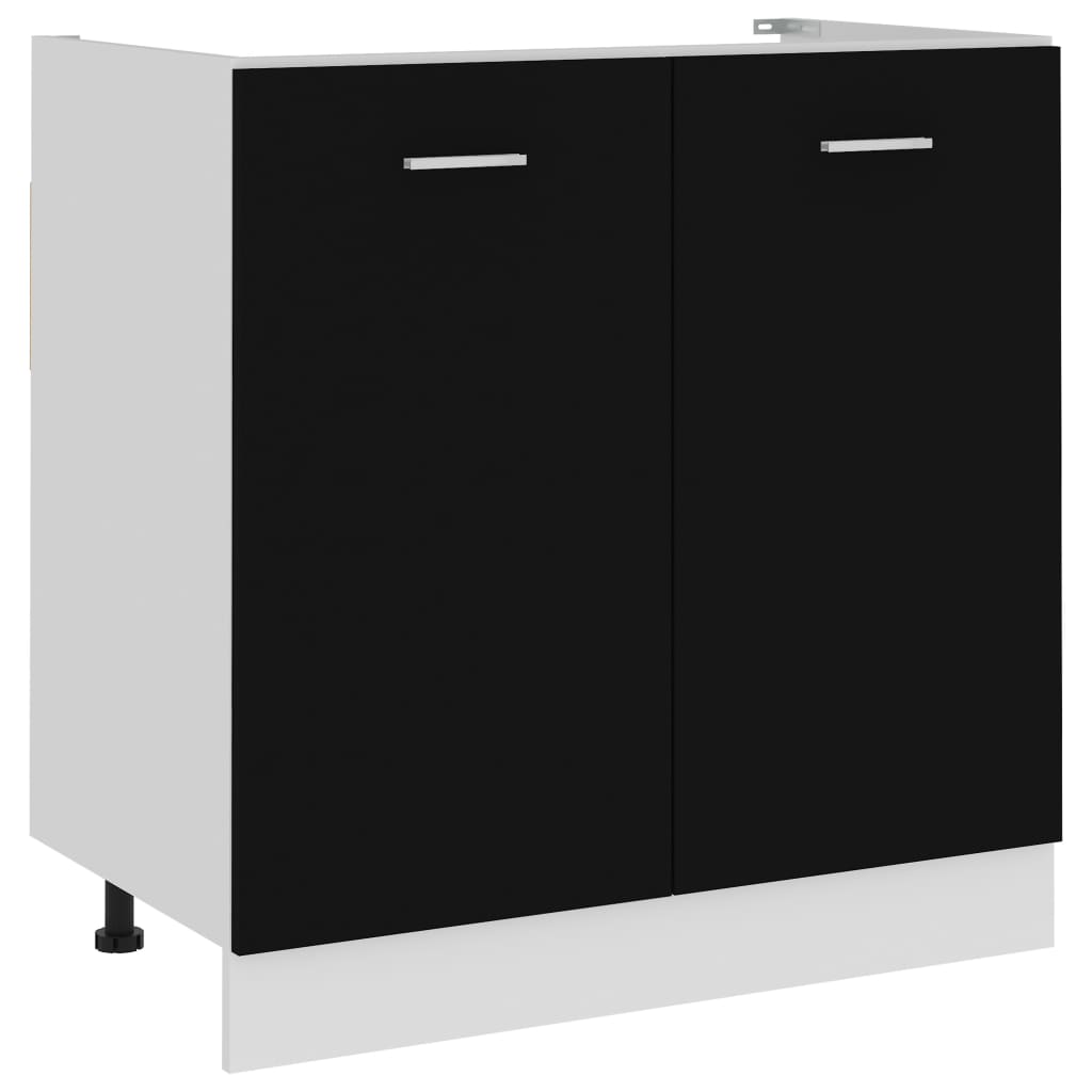 Spülenunterschrank Lyon Schwarz 80x46x81,5 cm Holzwerkstoff