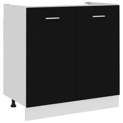 Spülenunterschrank Lyon Schwarz 80x46x81,5 cm Holzwerkstoff