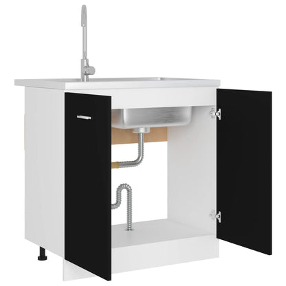 Spülenunterschrank Lyon Schwarz 80x46x81,5 cm Holzwerkstoff