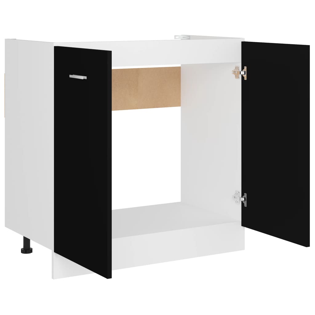Spülenunterschrank Lyon Schwarz 80x46x81,5 cm Holzwerkstoff