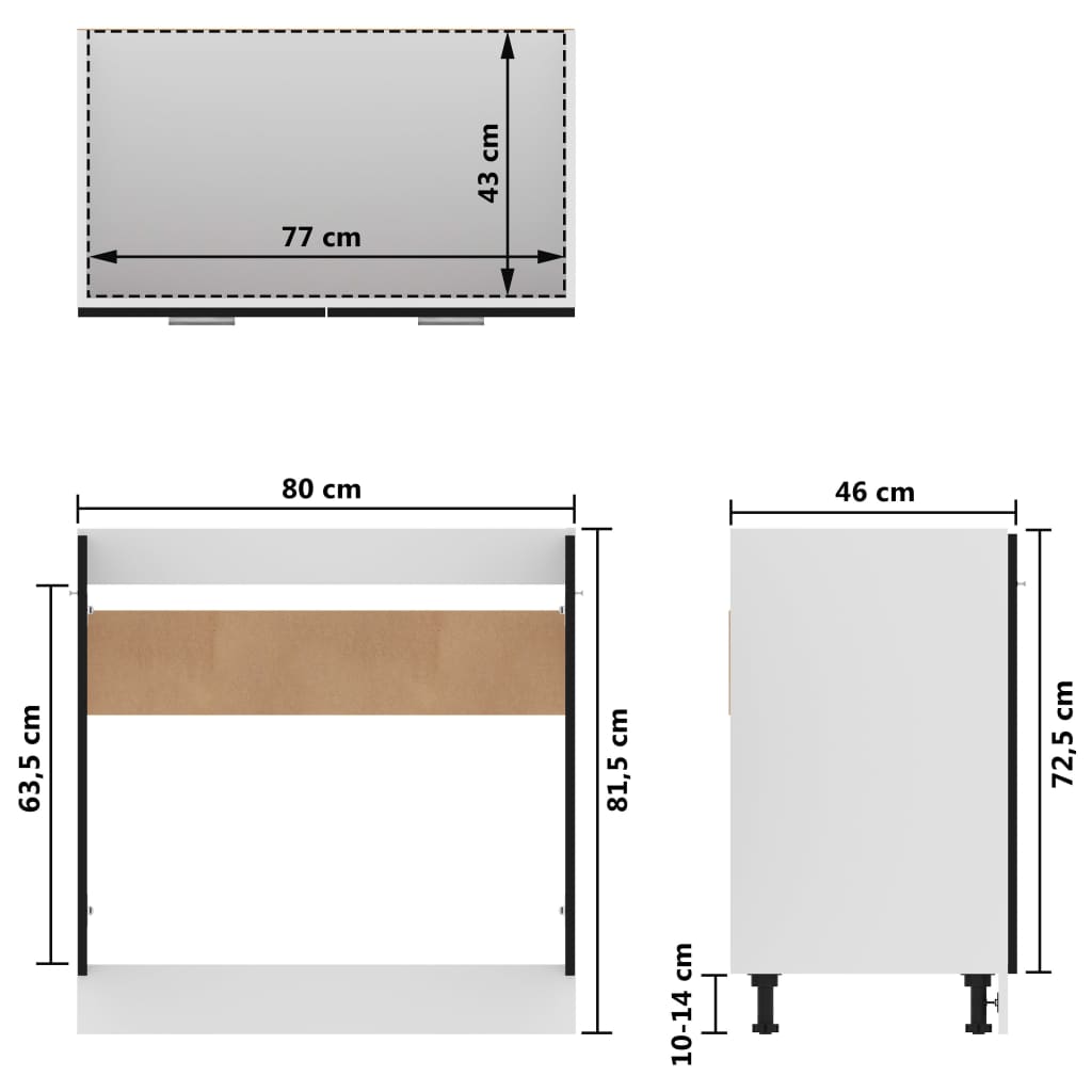 Spülenunterschrank Lyon Schwarz 80x46x81,5 cm Holzwerkstoff