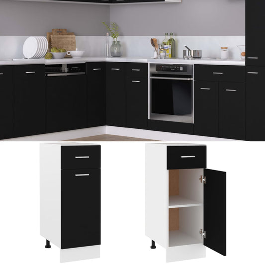 Schubunterschrank Lyon Schwarz 30x46x81,5 cm Holzwerkstoff