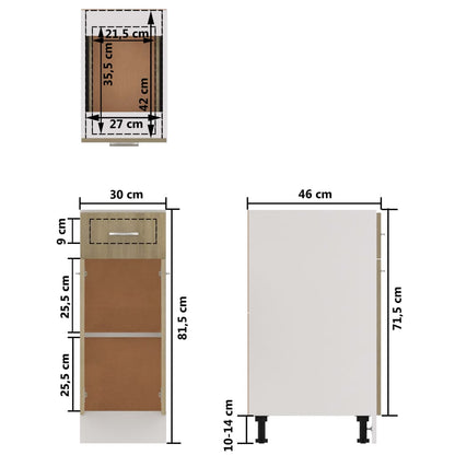 Schubunterschrank Lyon Sonoma-Eiche 30x46x81,5 cm Holzwerkstoff