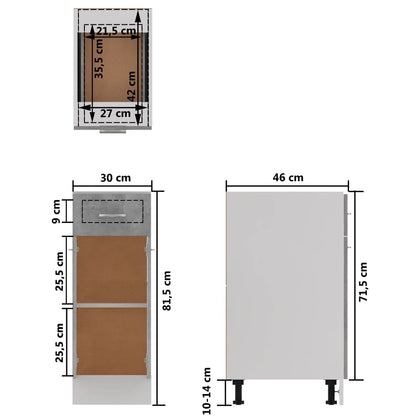 Schubunterschrank Lyon Betongrau 30x46x81,5 cm Holzwerkstoff