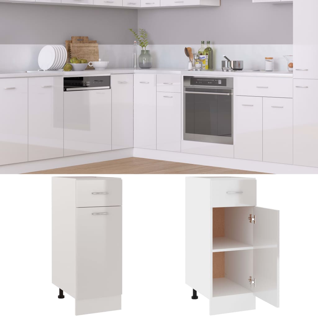 Schubunterschrank Lyon Hochglanz-Weiß 30x46x81,5 cm Holzwerkstoff