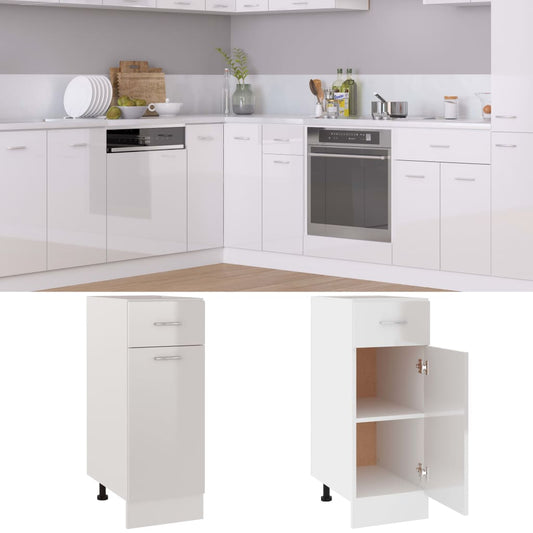 Schubunterschrank Lyon Hochglanz-Weiß 30x46x81,5 cm Holzwerkstoff