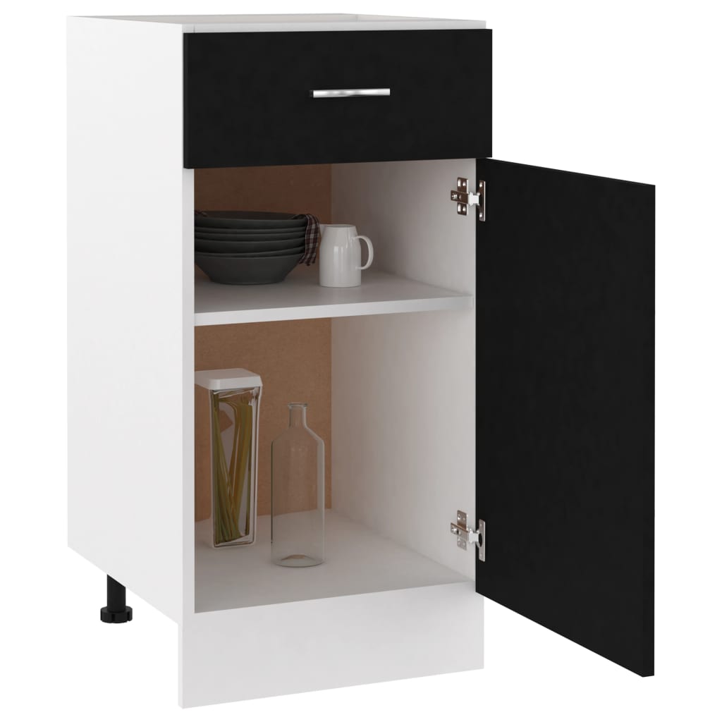 Schubunterschrank Lyon Schwarz 40x46x81,5 cm Holzwerkstoff