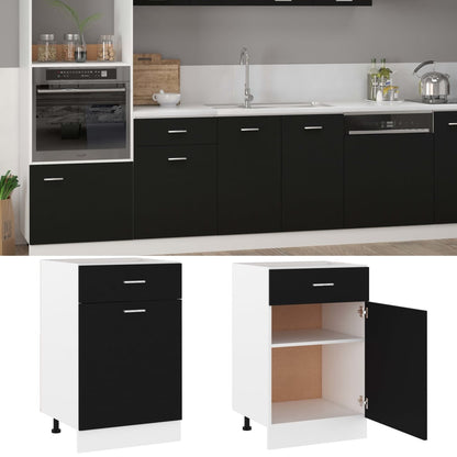 Schubunterschrank Lyon Schwarz 50x46x81,5 cm Holzwerkstoff