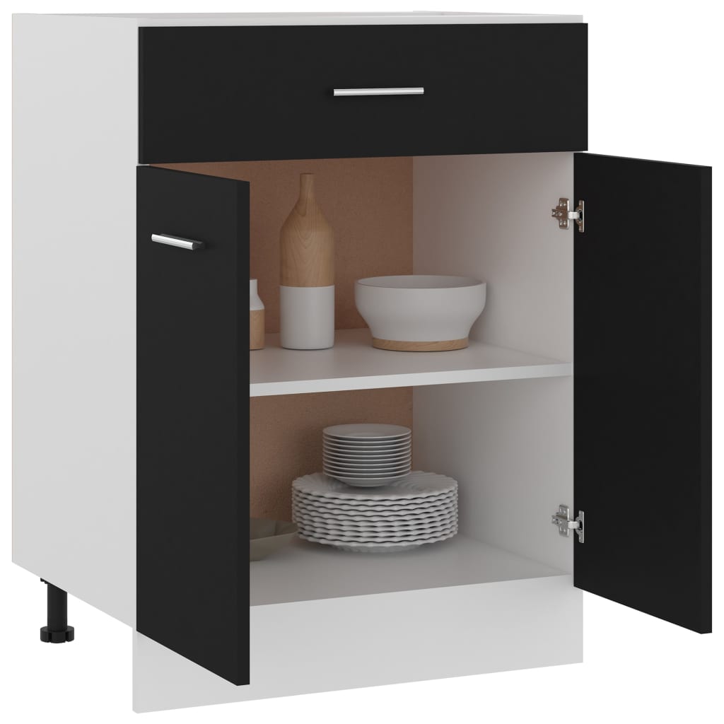 Schubunterschrank Lyon Schwarz 60x46x81,5 cm Holzwerkstoff