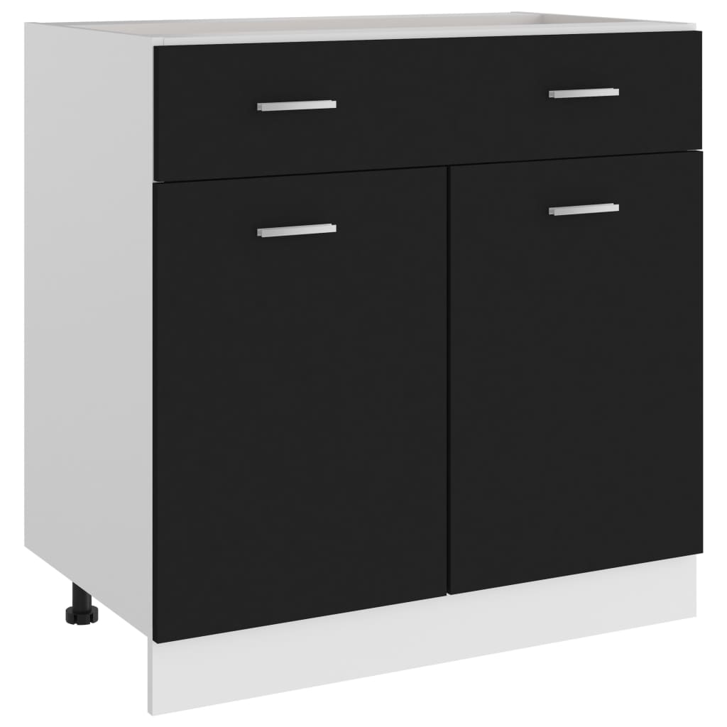 Skuffeskab Sort 80x46x81,5 cm Træ Materiale