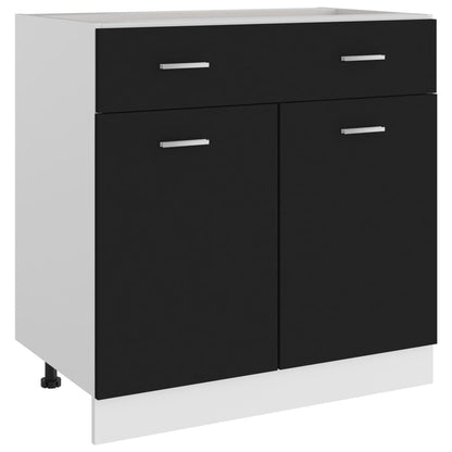 Skuffeskab Sort 80x46x81,5 cm Træ Materiale