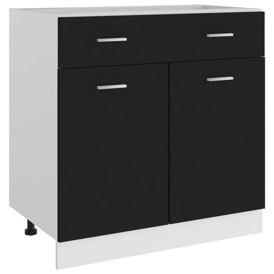 Skuffeskab Sort 80x46x81,5 cm Træ Materiale