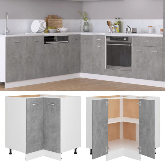 Eckunterschrank Lyon Betongrau 75,5x75,5x81,5 cm Holzwerkstoff